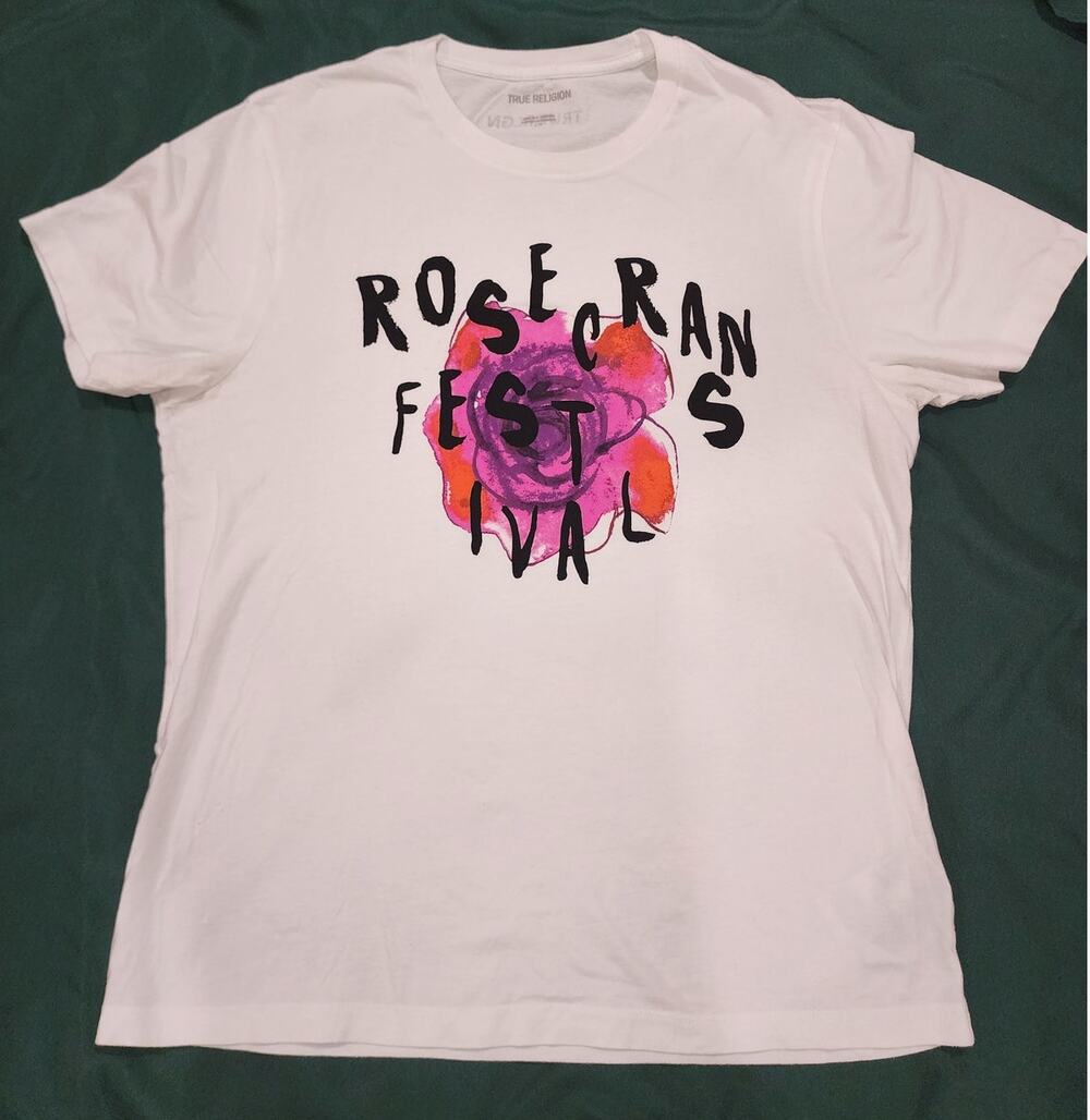 True Religion Rosecrans Festival Graphic T-Shirt Mens L White Rose Y2K